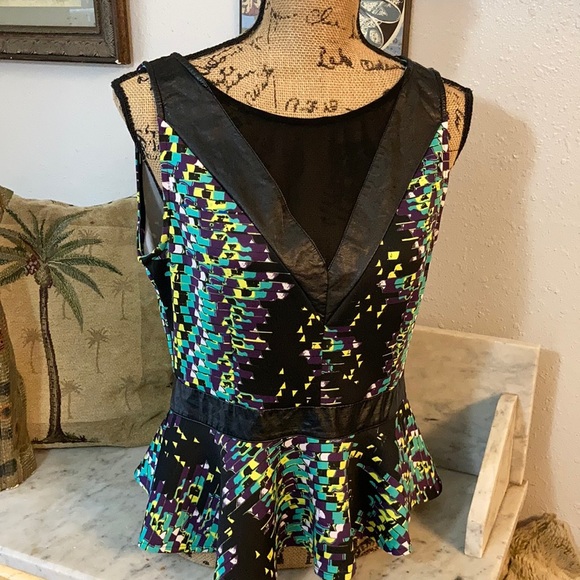 bebe Tops - Gorgeous BEBE Top Mesh Front ZIP Back Tank Top L!
